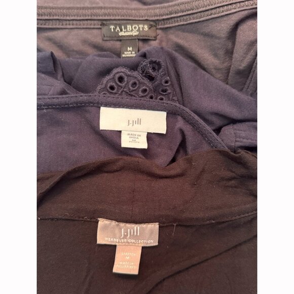 J. Jill Talbots Women’s  Bundle Of 3 Tops & Cardigan Size Medium Gray Black Blue - Picture 2 of 6